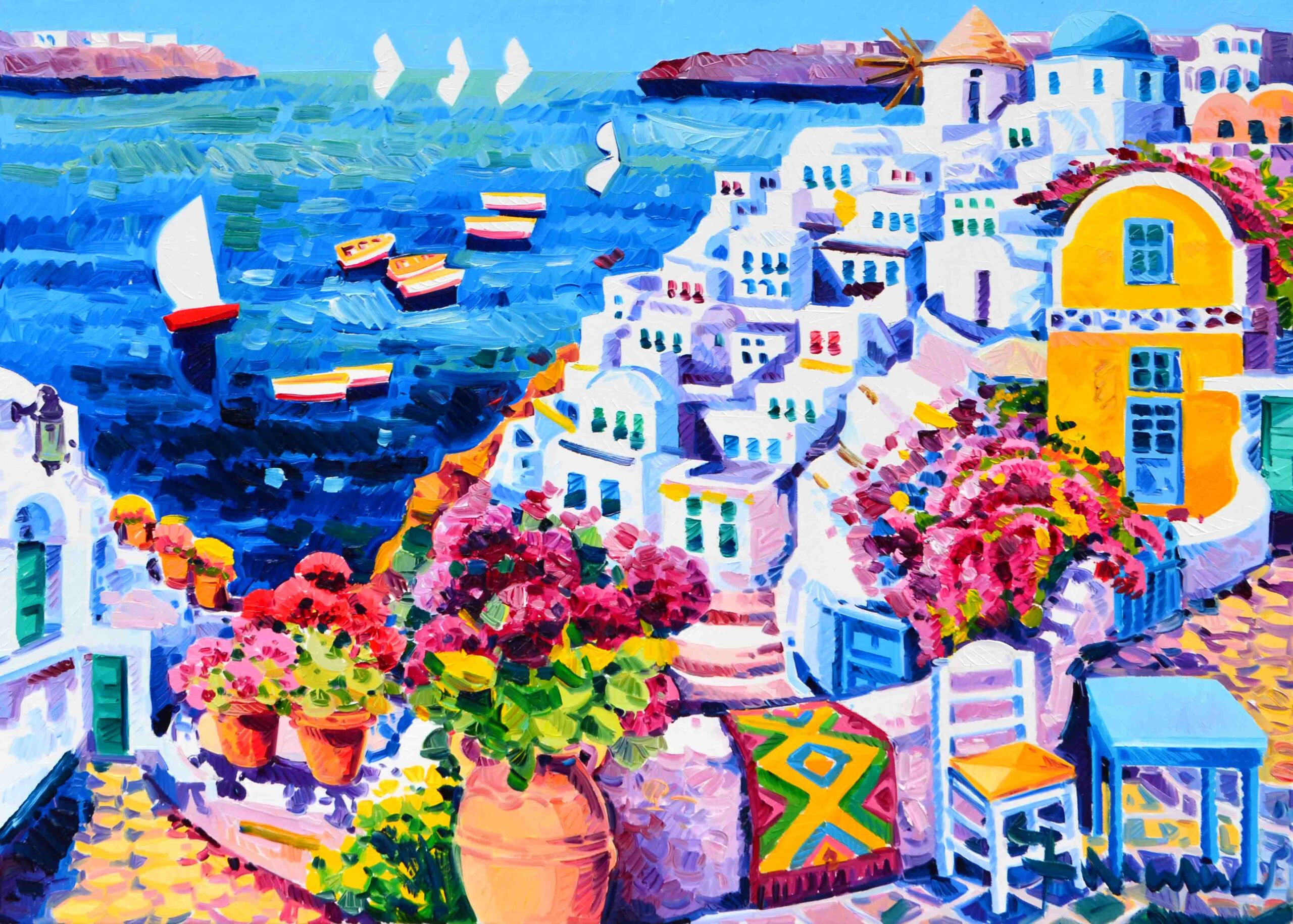 Il tavolino azzurro racconta di un sogno a Santorini